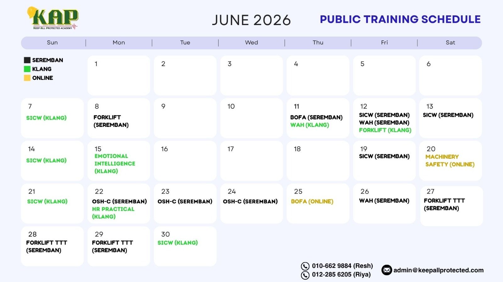 Public Training Schedule Part 1